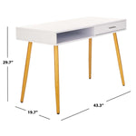 Safavieh Jorja 1 Drawer 1 Shelf Desk , DSK2200 - White/Gold