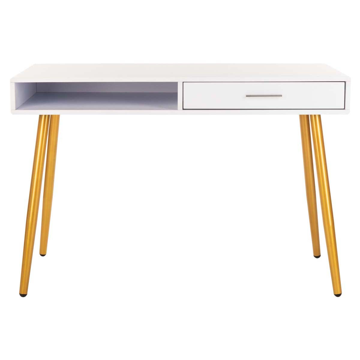 Safavieh Jorja 1 Drawer 1 Shelf Desk , DSK2200 - White/Gold