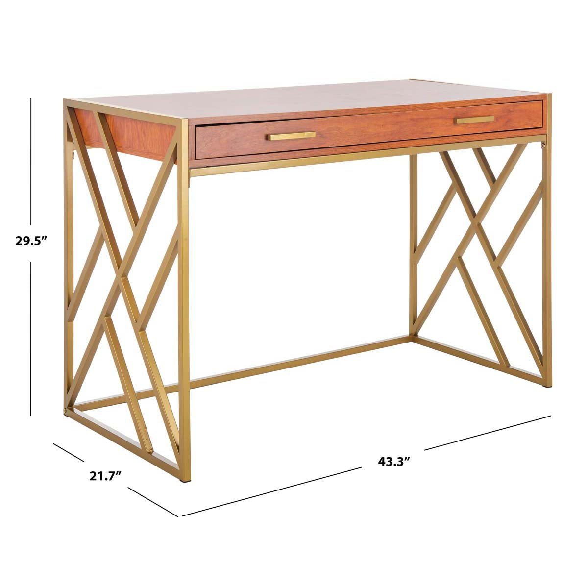 Safavieh Elaine 1 Drawer Desk , DSK2201 - Natural/Gold