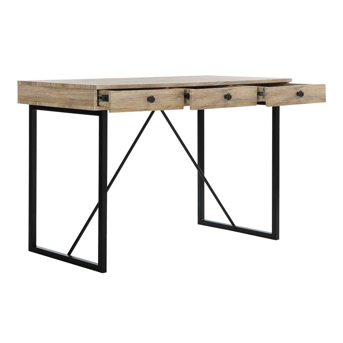 Safavieh Hilton 3 Drawer Desk , DSK2206 - Rustic Brown/Black