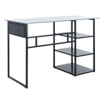Safavieh Xyla 3 Shelf Glass Top Desk , DSK2208 - White Marble Glass/Black