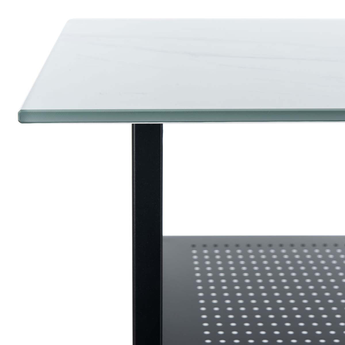 Safavieh Xyla 3 Shelf Glass Top Desk , DSK2208 - White Marble Glass/Black