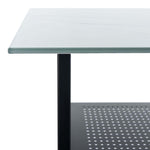 Safavieh Xyla 3 Shelf Glass Top Desk , DSK2208 - White Marble Glass/Black