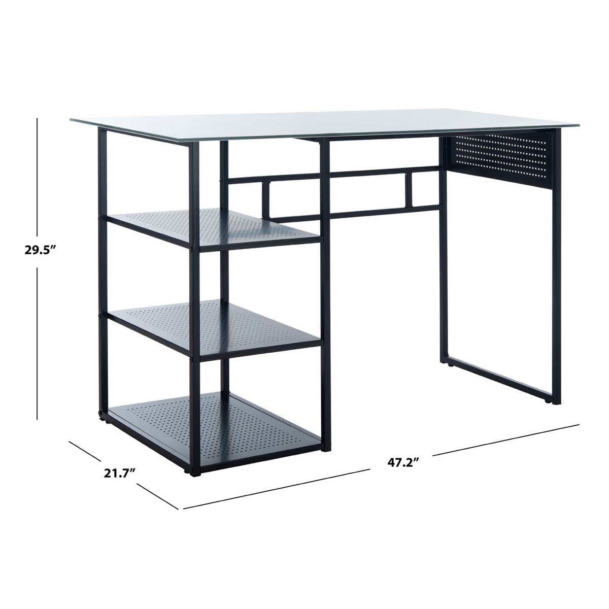 Safavieh Xyla 3 Shelf Glass Top Desk , DSK2208 - White Marble Glass/Black