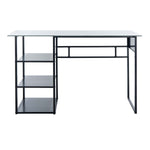 Safavieh Xyla 3 Shelf Glass Top Desk , DSK2208 - White Marble Glass/Black