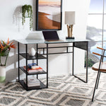 Safavieh Xyla 3 Shelf Glass Top Desk , DSK2208 - White Marble Glass/Black