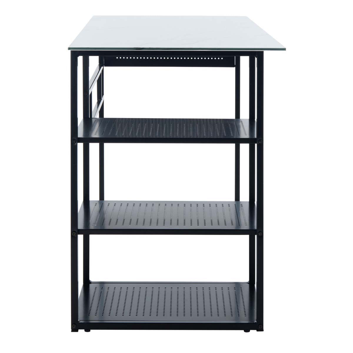 Safavieh Xyla 3 Shelf Glass Top Desk , DSK2208 - White Marble Glass/Black