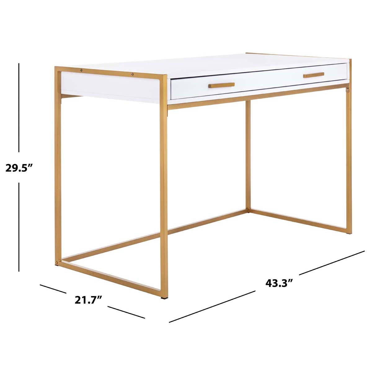 Safavieh Elodie 1 Drawer Desk , DSK2209 - White/Gold
