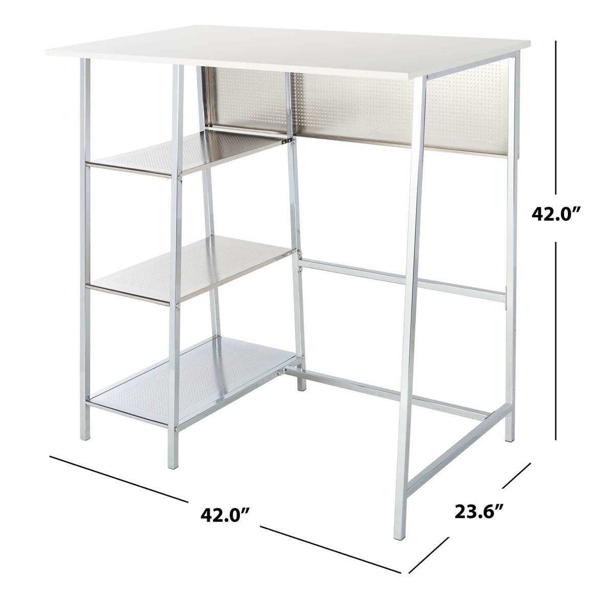 Safavieh Hayden 3 Shelf Standing Desk , DSK2210 - White/Chrome