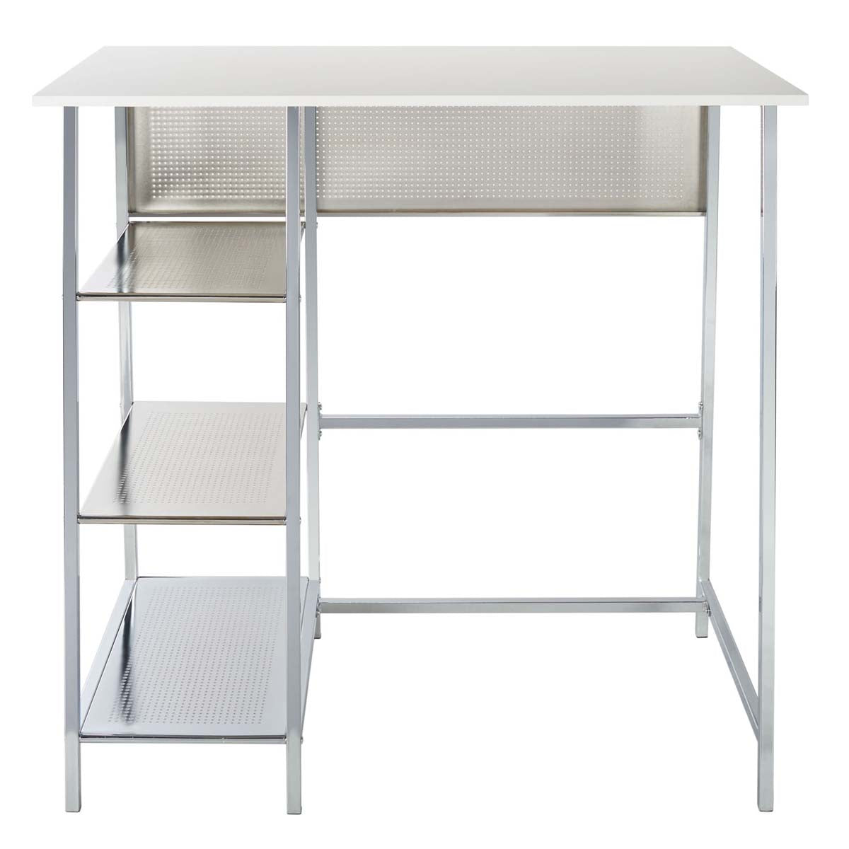 Safavieh Hayden 3 Shelf Standing Desk , DSK2210 - White/Chrome