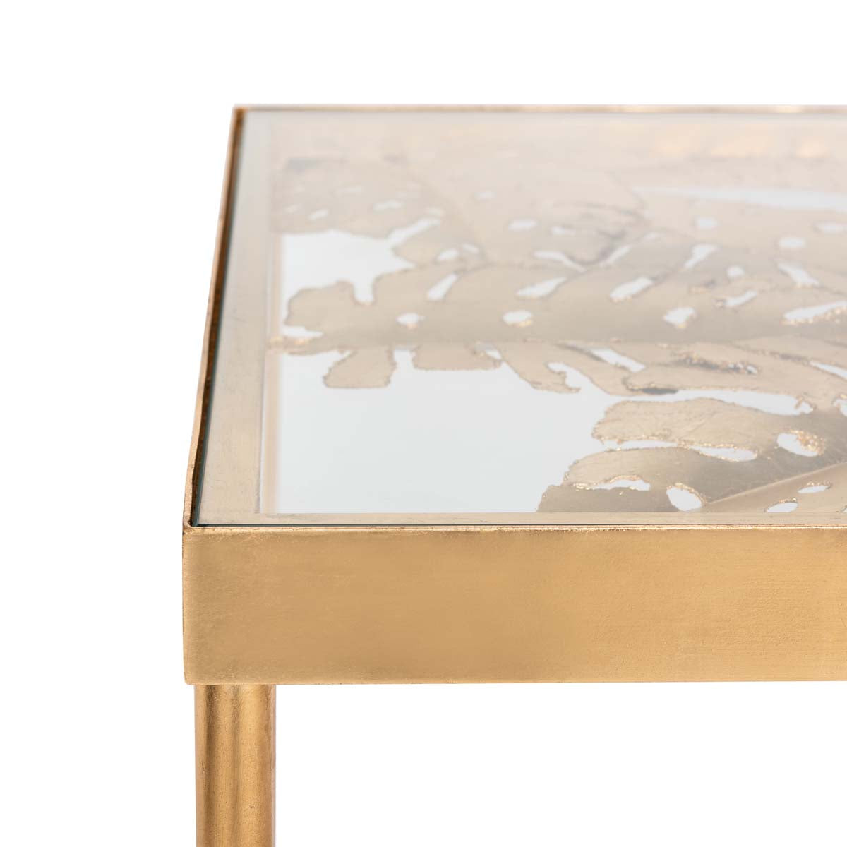 Safavieh Leilani Palm Leaf Desk , DSK2500 - Gold Leaf/Glass