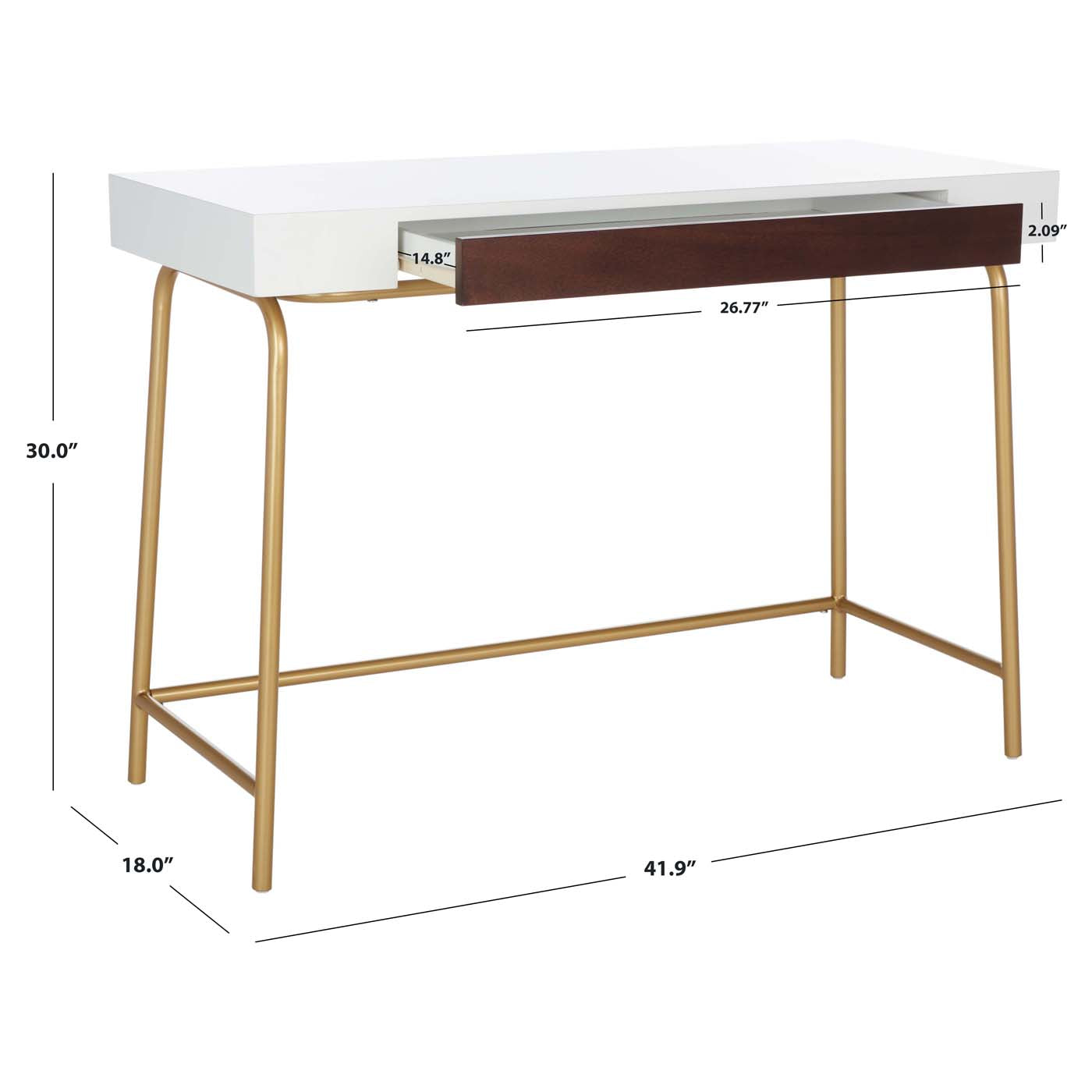 Safavieh Nola 1 Drawer Desk , DSK5014 - White / Gold