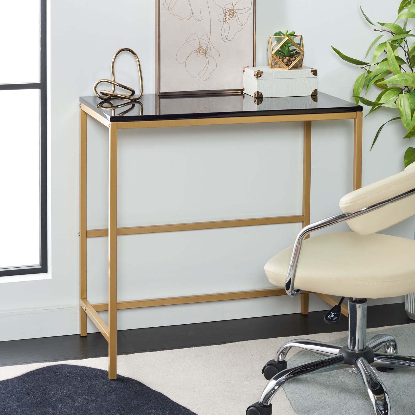 Safavieh Viv Glossy Wooden Desk , DSK5801 - Black / Gold