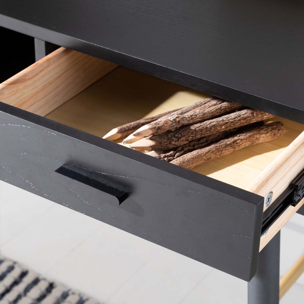 Safavieh Kerrigan 1 Drawer Wood Desk , DSK5802 - Black