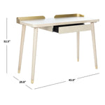 Safavieh Parker 1 Drawer Desk , DSK6400 - White Washed/Gold