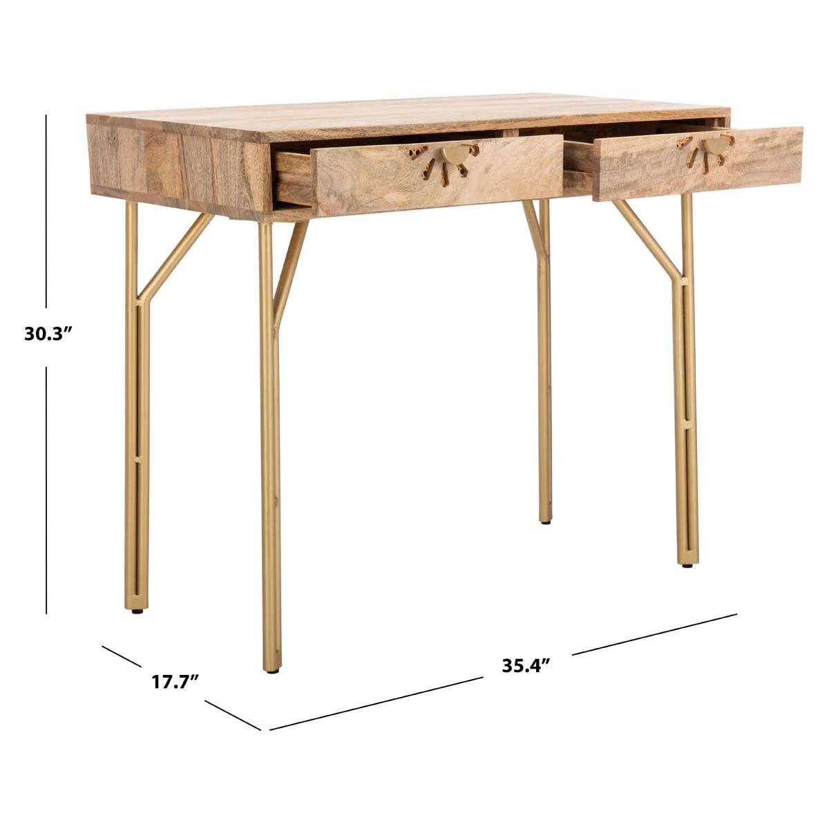 Safavieh Lily 2 Drawer Desk , DSK9006 - Natural/Brass