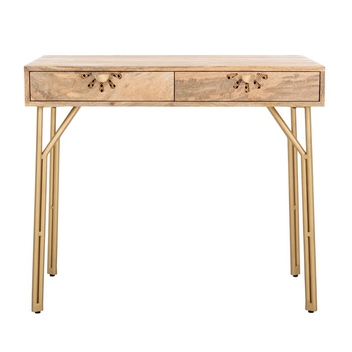 Safavieh Lily 2 Drawer Desk , DSK9006 - Natural/Brass