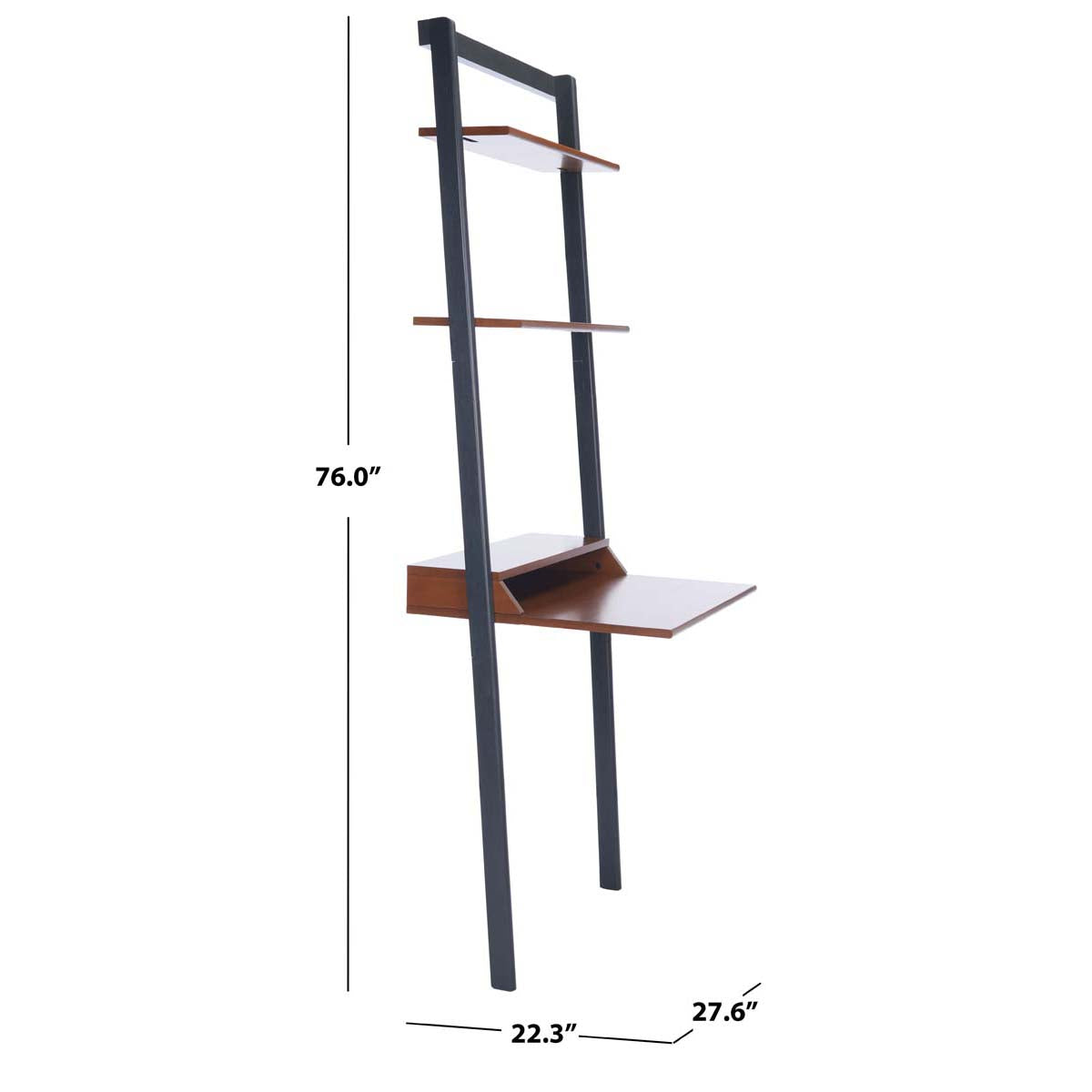 Safavieh Pamella 2 Shelf Leaning Desk, DSK9400 - Honey Brown / Charcoal