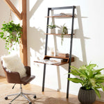 Safavieh Pamella 2 Shelf Leaning Desk, DSK9400 - Honey Brown / Charcoal