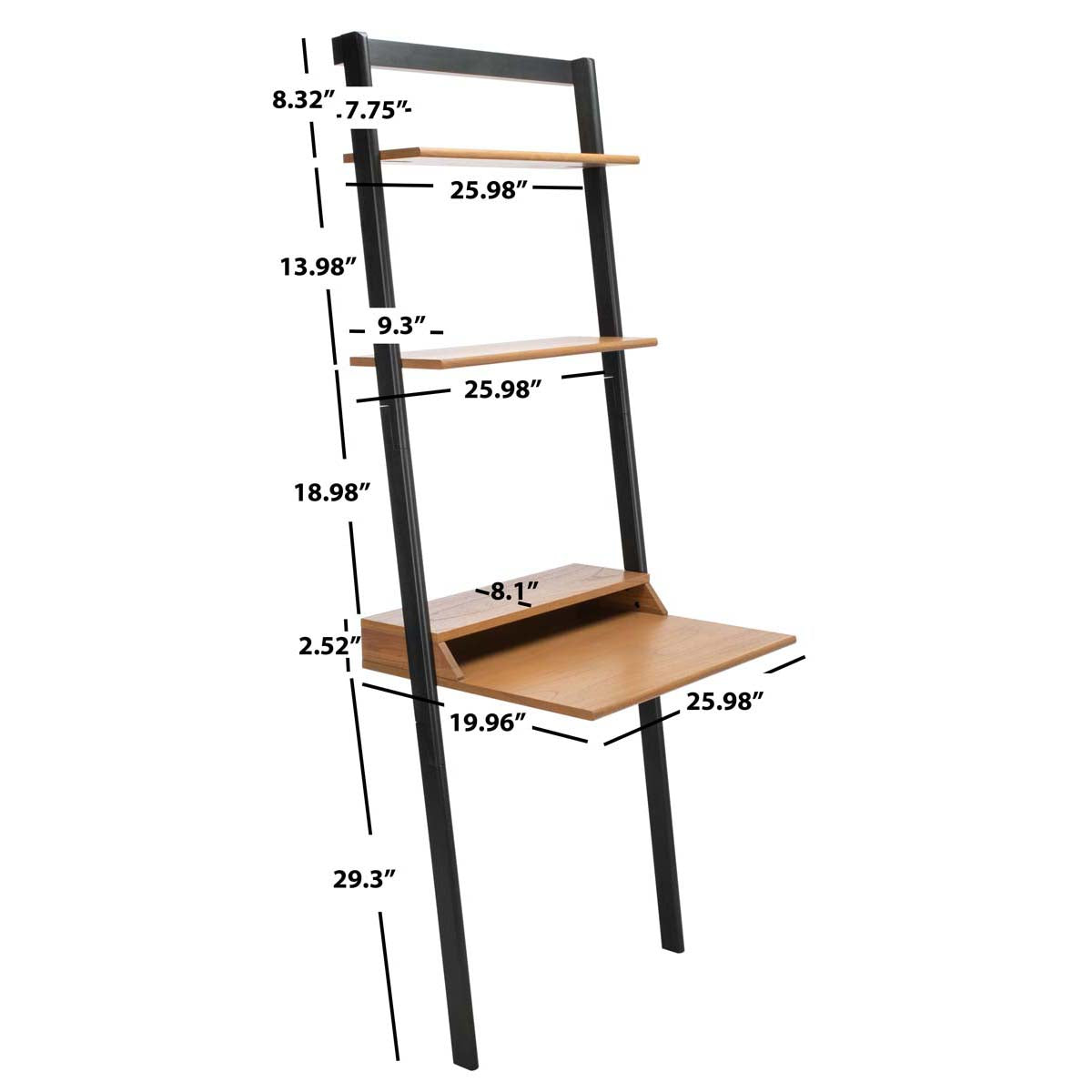 Safavieh Pamella 2 Shelf Leaning Desk , DSK9400 - Natural / Charcoal