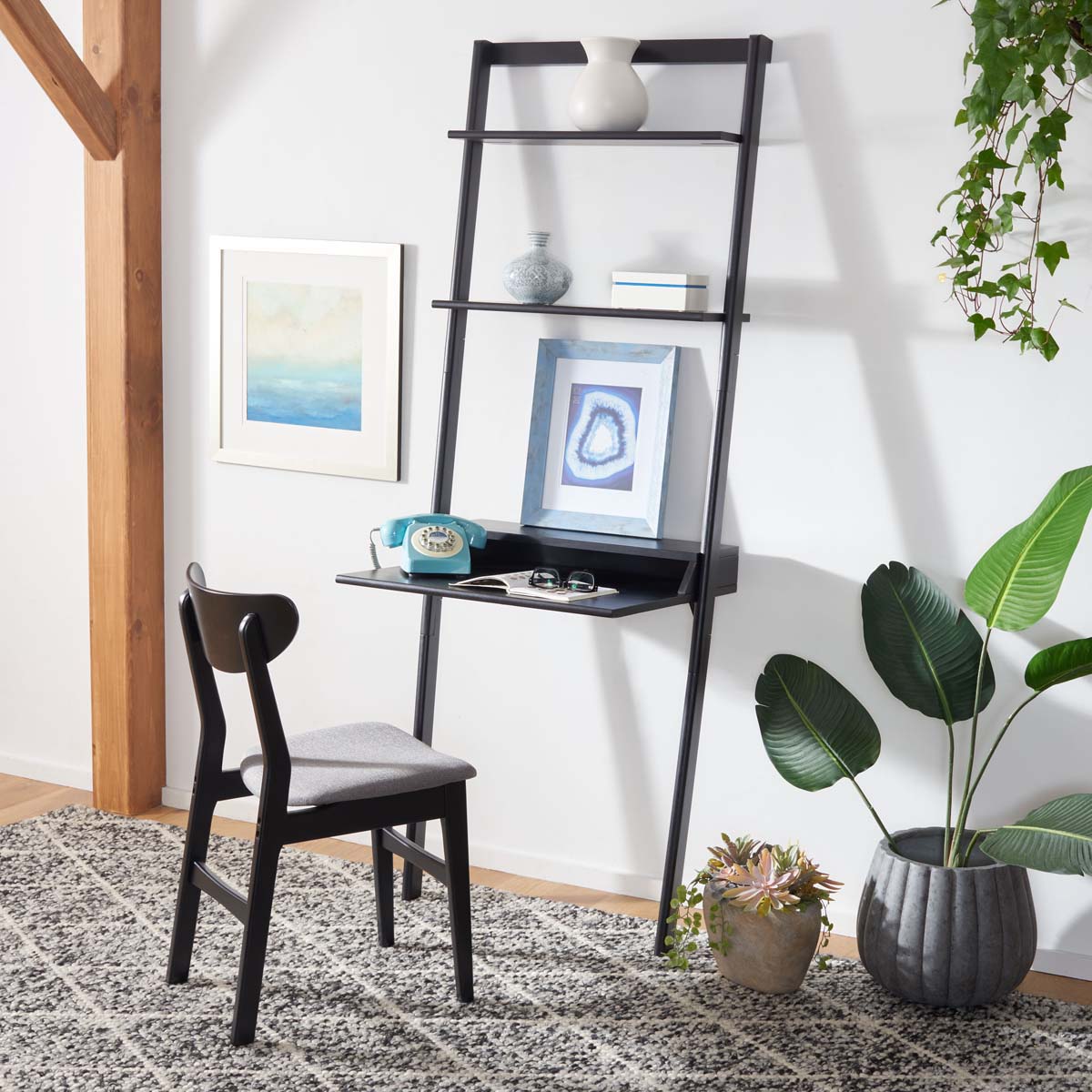 Safavieh Pamella 2 Shelf Leaning Desk , DSK9400 - Black