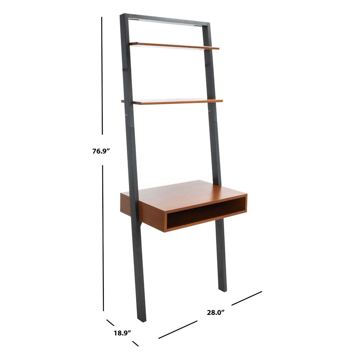 Safavieh Kamy 2 Shelf Leaning Desk , DSK9401 - Honey Brown / Charcoal