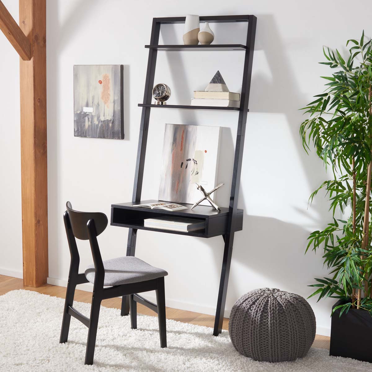 Safavieh Kamy 2 Shelf Leaning Desk , DSK9401 - Black
