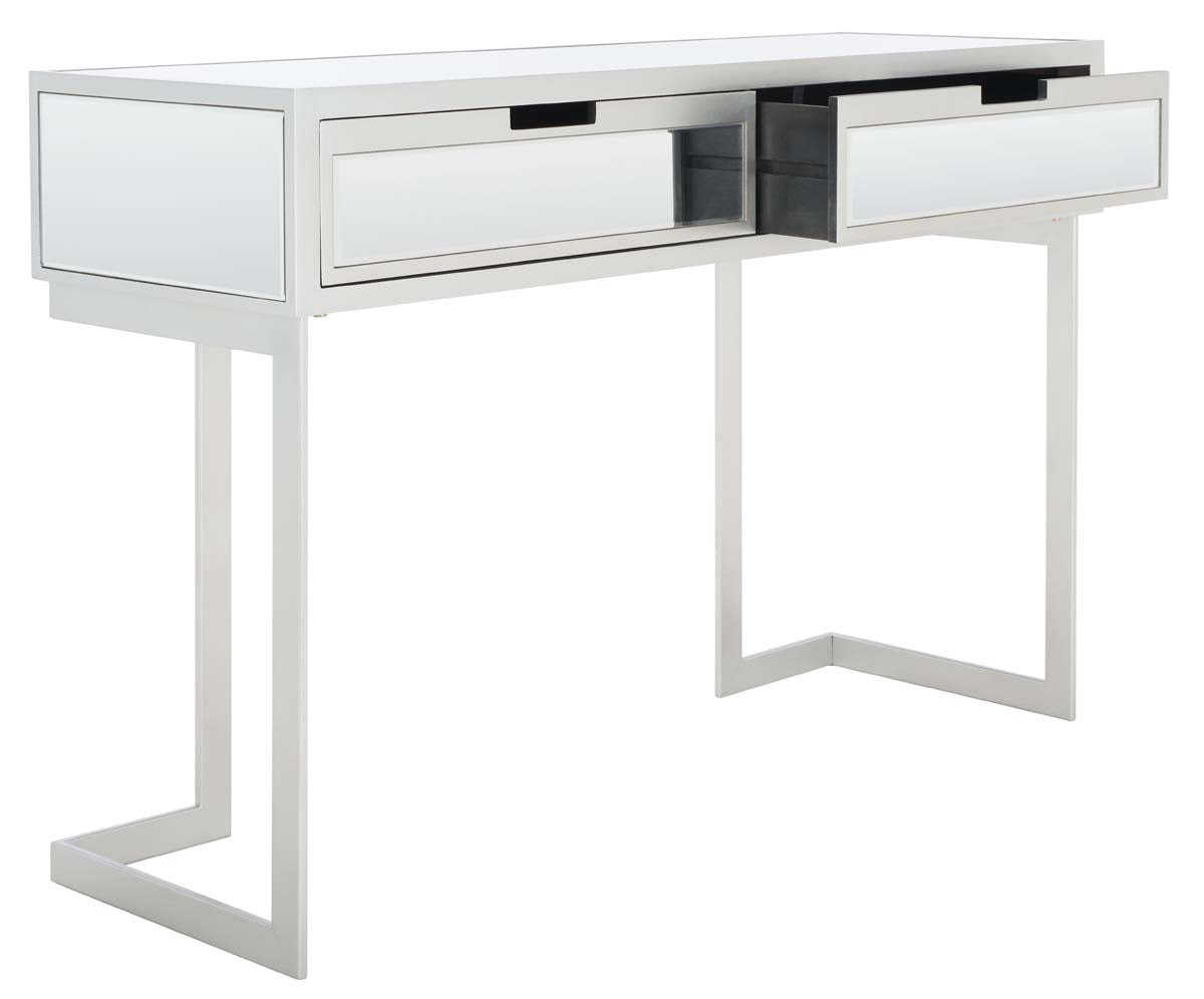 Safavieh Enzo 2 Drawer Mirrored Desk , DSK9700 - Silver / Mirror