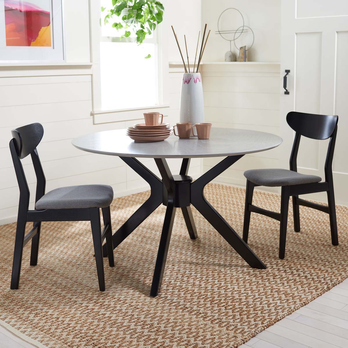Safavieh Nicolai Round Dining Table , DTB1405 - Dark Grey / Black