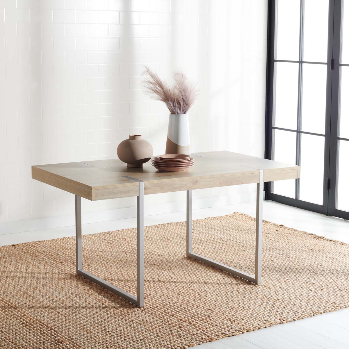 Safavieh Cael Dining Table , DTB9300 - Sand / Silver