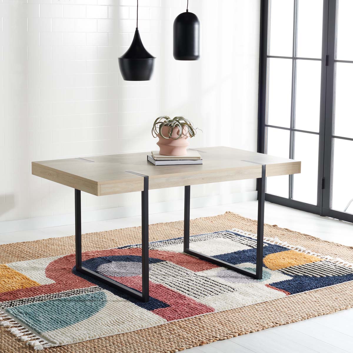 Safavieh Cael Dining Table , DTB9300 - Sand / Black