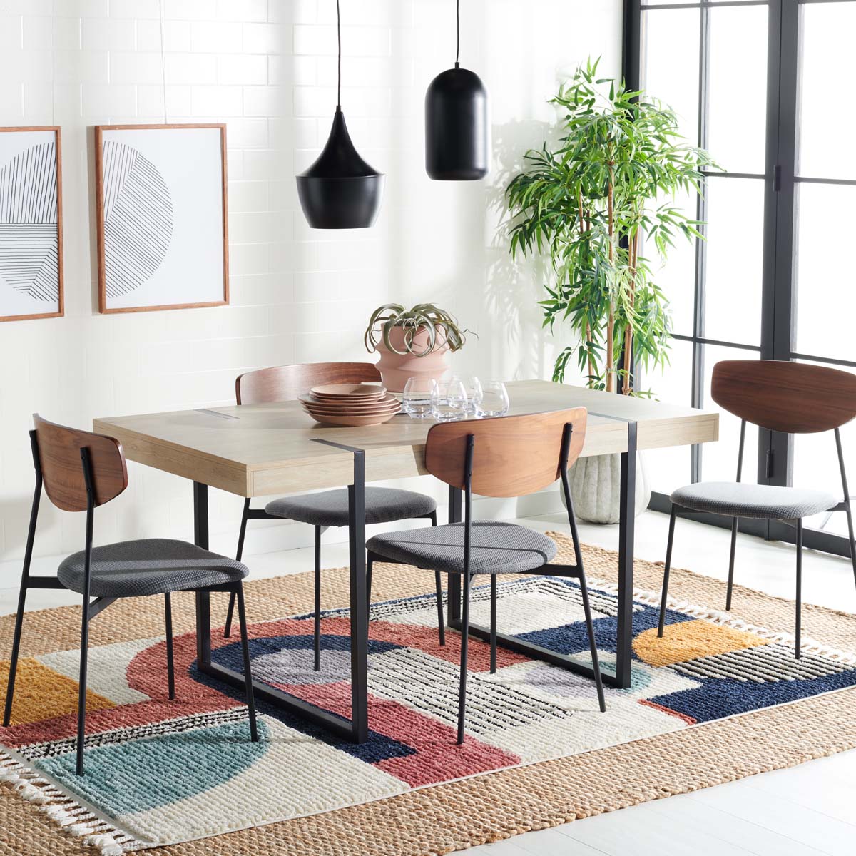 Safavieh Cael Dining Table , DTB9300 - Sand / Black