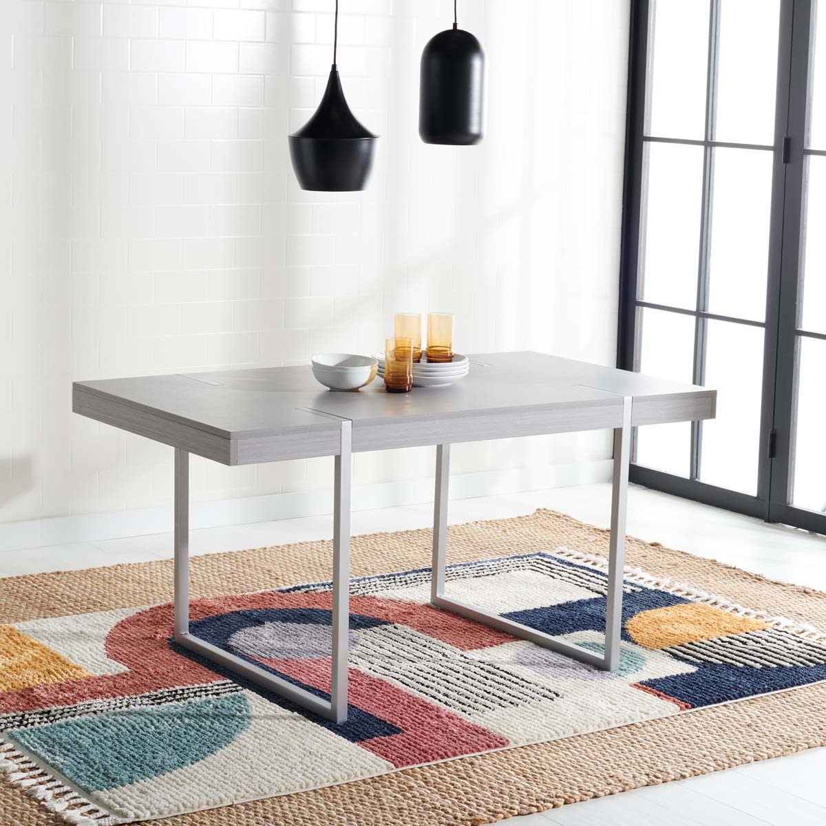 Safavieh Cael Dining Table , DTB9300 - Grey / Silver