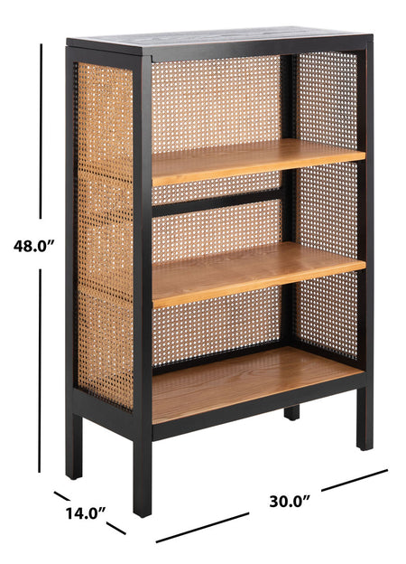 Safavieh Franz 3 Shelf Cane Back Etagere , ETG2103 - Black/Light Natural