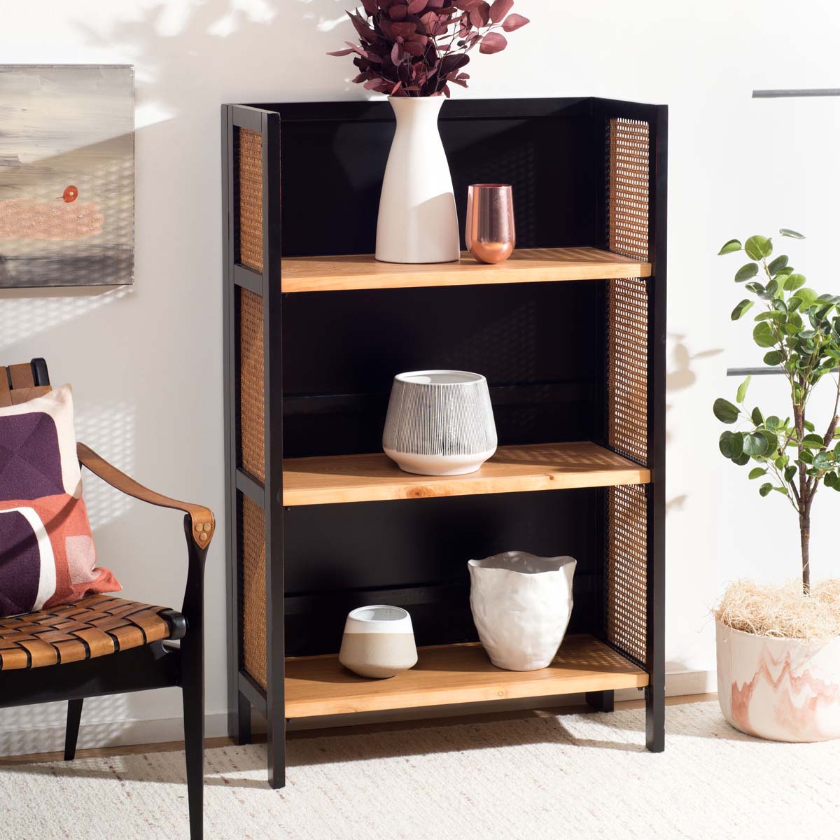 Safavieh Franz 3 Shelf Open Top Etagere , ETG2105 - Black / Natural