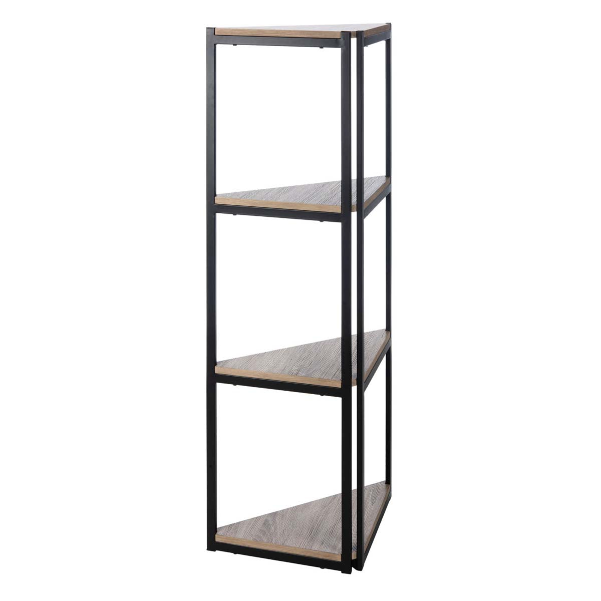 Safavieh Logan 4 Tier Corner Bookshelf , ETG4200 - Light Grey Oak/Black