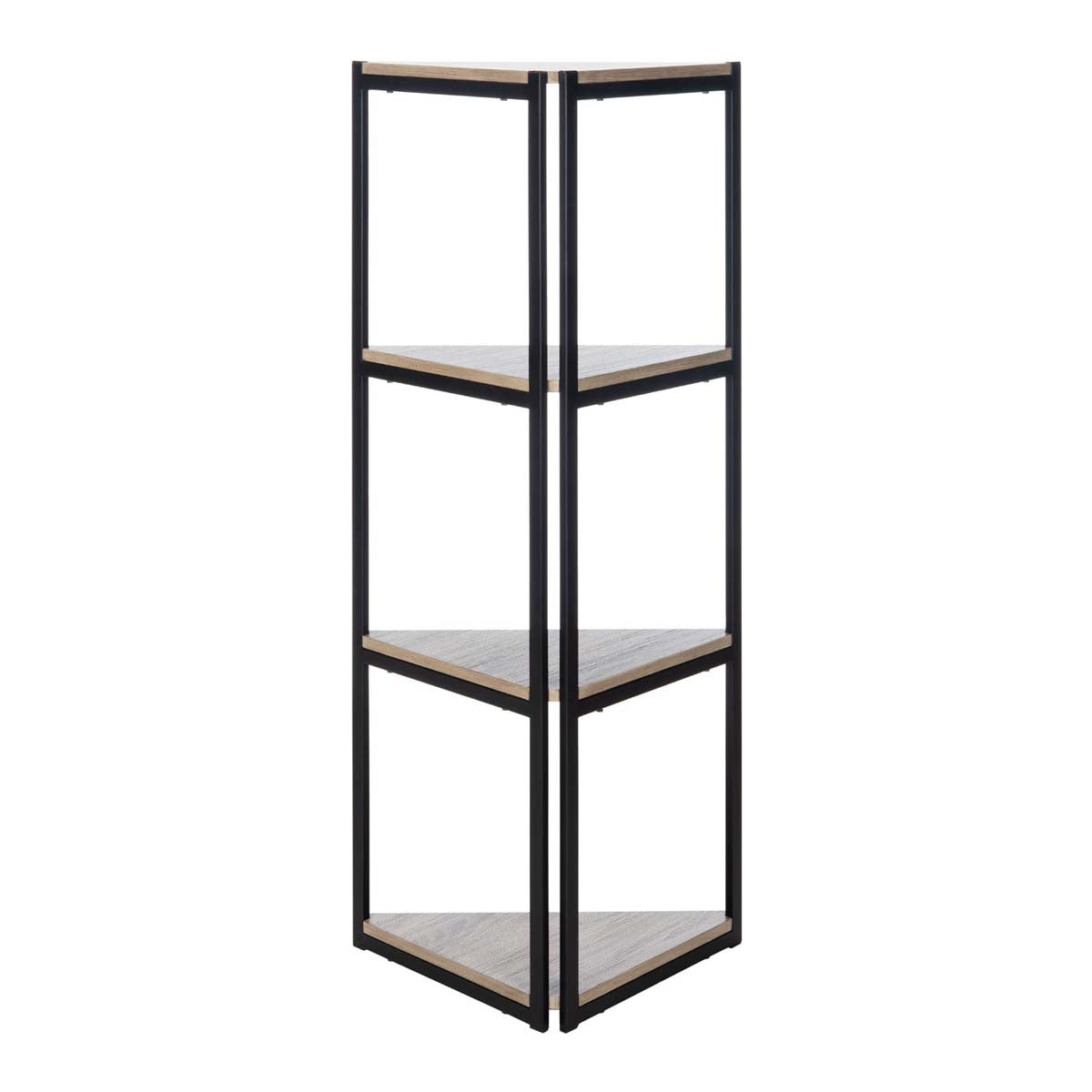 Safavieh Logan 4 Tier Corner Bookshelf , ETG4200 - Light Grey Oak/Black