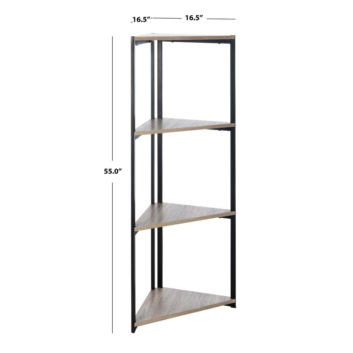 Safavieh Logan 4 Tier Corner Bookshelf , ETG4200 - Light Grey Oak/Black