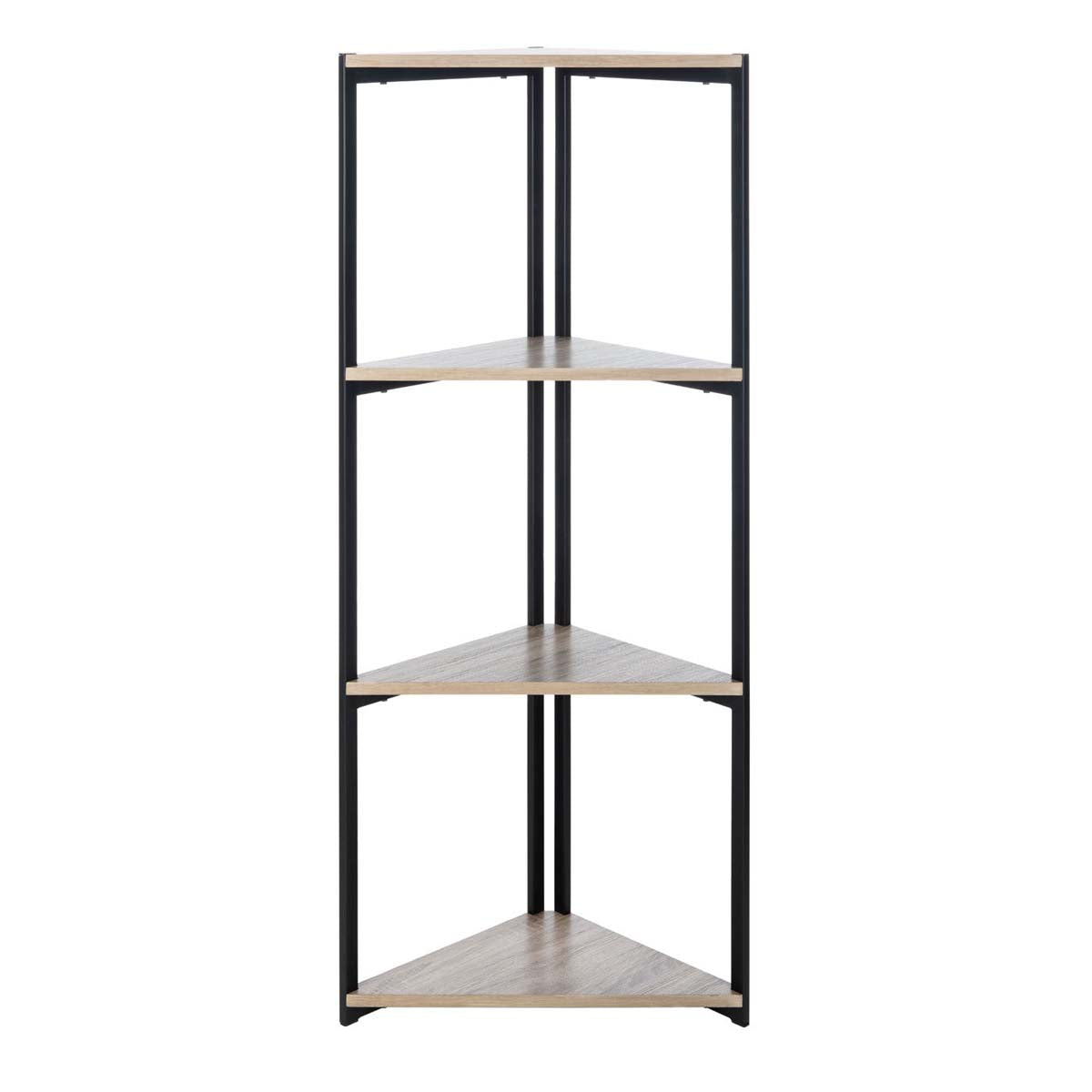 Safavieh Logan 4 Tier Corner Bookshelf , ETG4200 - Light Grey Oak/Black