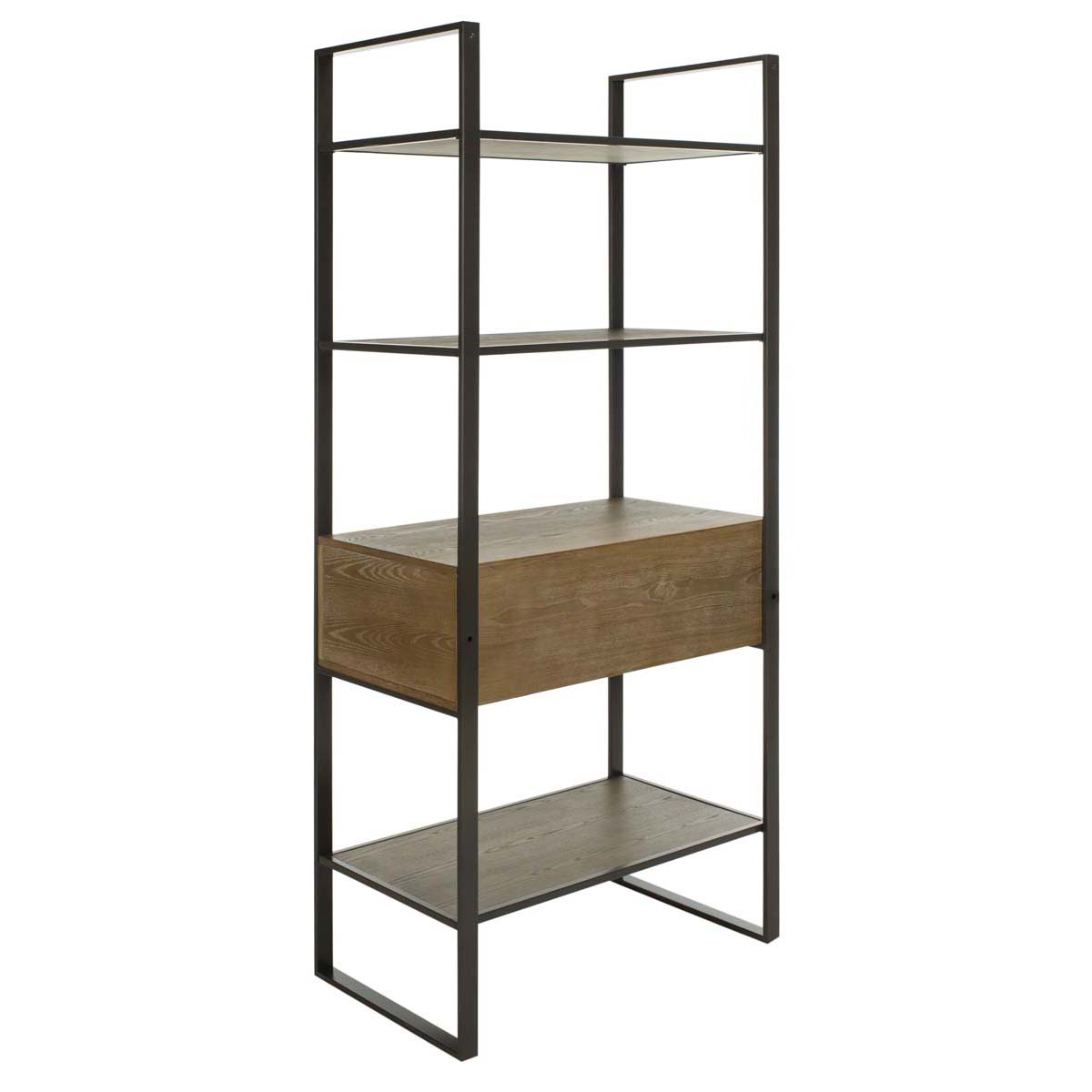 Safavieh Skylar 4 Tier 1 Drawer Etagere , ETG6204 - Gun Metal/Rustic Oak