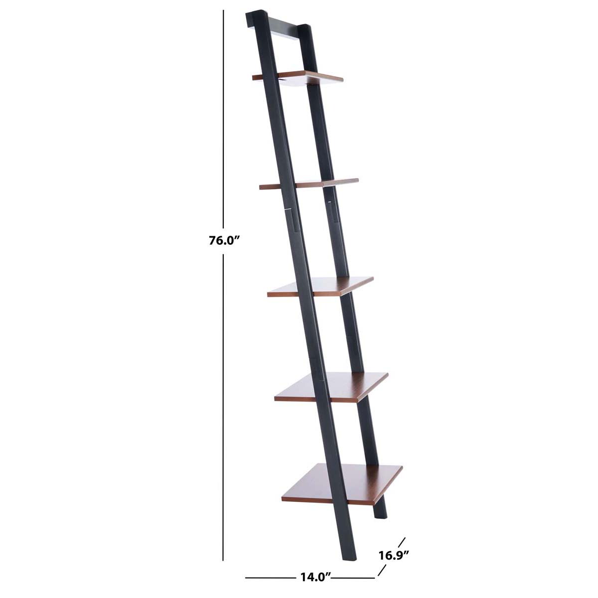 Safavieh Allaire 5 Tier Leaning Etagere, ETG9400 - Honey Brown / Charcoal