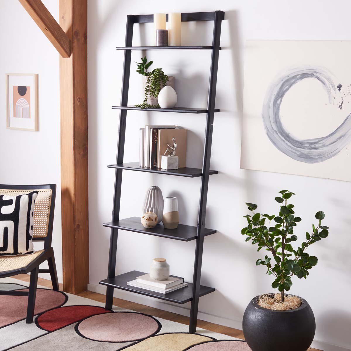 Safavieh Cullyn 5 Tier Leaning Etagere , ETG9401 - Black