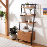 Safavieh Vlad 3 Shelf 1 Door Etagere, ETG9405 - Natural / Charcoal
