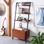 Safavieh Vlad 3 Shelf 1 Door Etagere , ETG9405 - Honey Brown / Charcoal