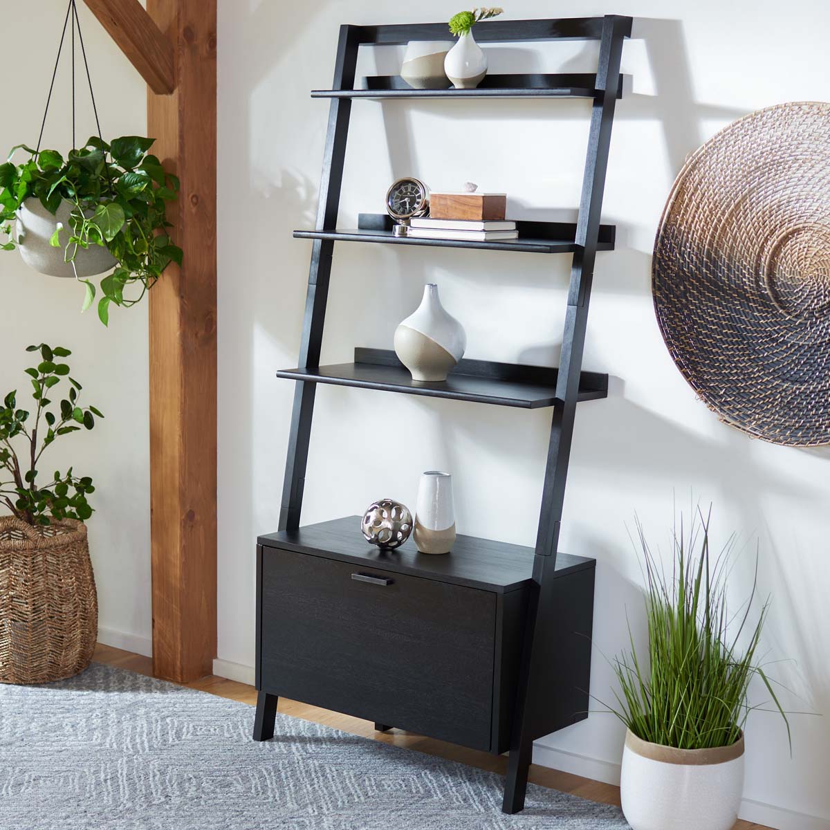 Safavieh Vlad 3 Shelf 1 Door Etagere , ETG9405 - Black