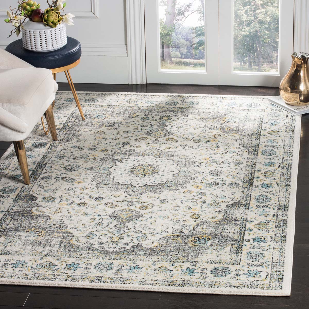 Safavieh Evoke 220 Rug, Grey, EVK220 - Grey / Gold