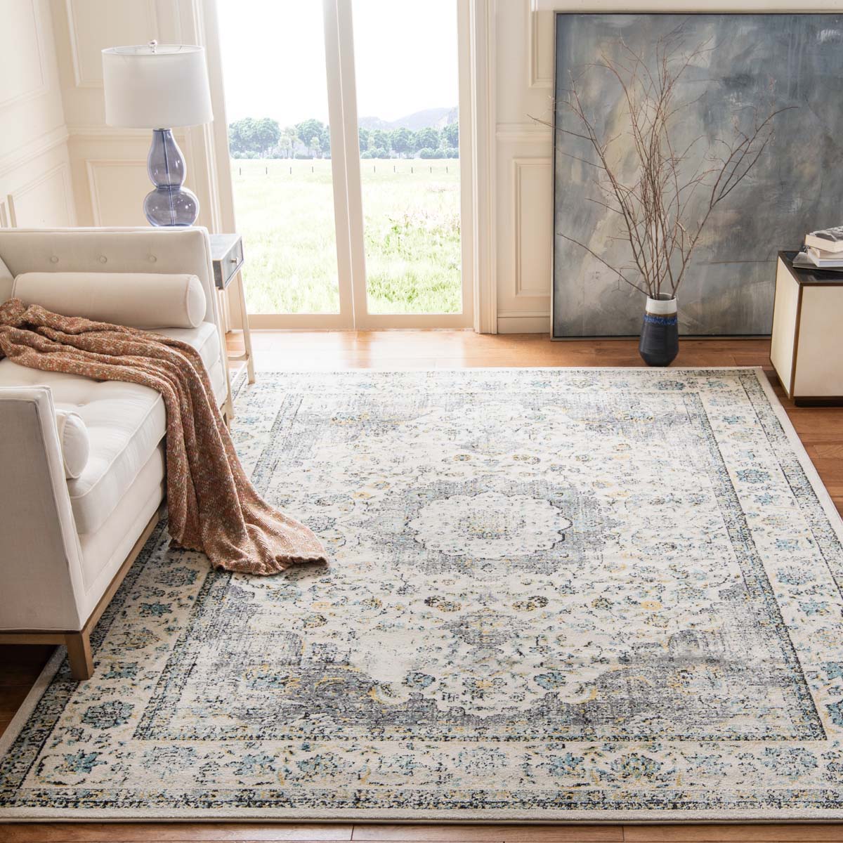 Safavieh Evoke 220 Rug, Grey, EVK220 - Grey / Gold