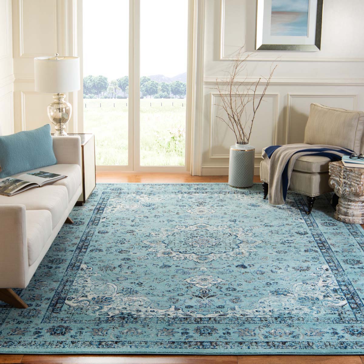 Safavieh Evoke 220 Rug, Blue, EVK220 - Light Blue / Light Blue