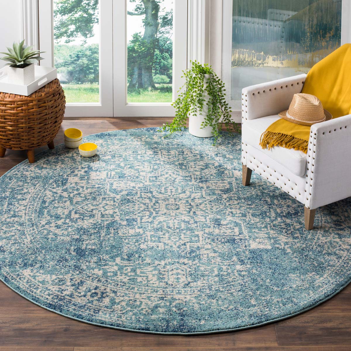 Safavieh Evoke 256 Rug, Blue, EVK256 - Blue / Ivory