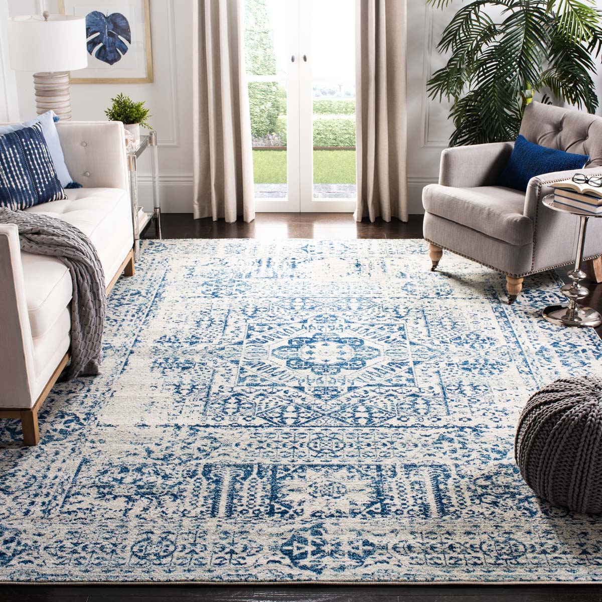Safavieh Evoke 260 Rug, EVK260 - Ivory / Blue